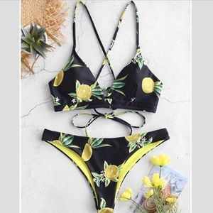 Zaful Black Lemon Bikini Set